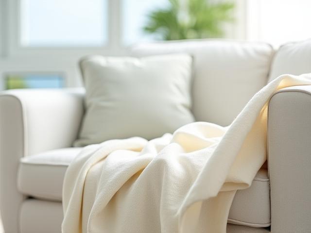 Soft linen throw with light beach tones